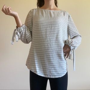 Banana Republic Striped Blouse with Sleeve Ties